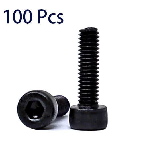 Image of iexcell 100 Pcs M4 x 14mm Thread Pitch 0.7 mm Alloy Steel 12.9 Grade Hex Socket Head Cap Screws Bolts Kit, Black Oxide Finish
