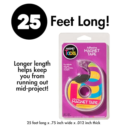 image for Dowling Magnets Adhesive Magnet Tape, 1 roll (25 ft x .75 in) in Dispe