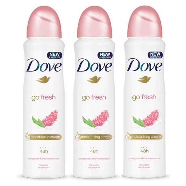 Dove Go Fresh Pomegranate and Lemon Verbena Deodorant Spray, 250 ml, Pack of 3