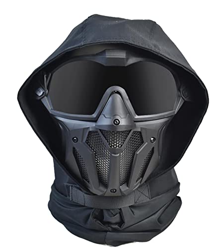 Full Face Protection Airsoft Mask With Detachable Anti-Fog Goggles Balaclava Face Mask Eye Protection To Airsoft Paintball Cosplay Costume Party (G-Black) #TOP1