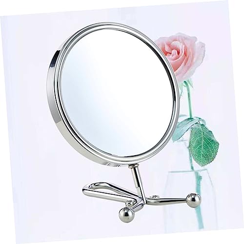 Espejo de Maquillaje Doble Cara Rotatorio para Mujer Plata miniatura 4