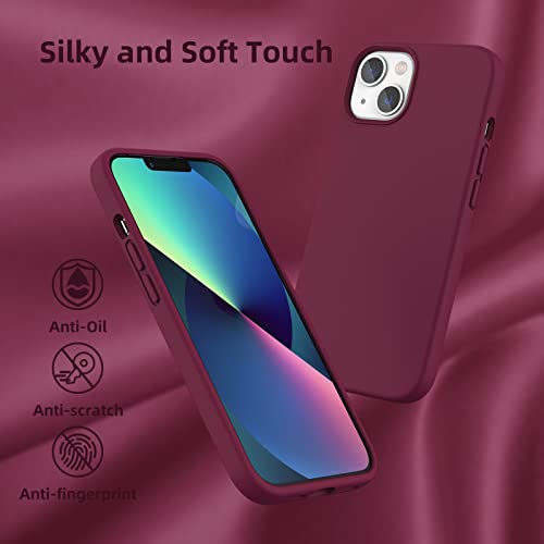 K TOMOTO Compatible with iPhone 14/iPhone 13 Liquid Silicone Case, Wine Red — view 6