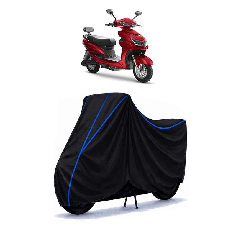 Image of Scooty Cover Water Resistant for Odysse | Universal Scooter & Bike Cover | Heavy Duty UV Protection | Dust, Rain & Scratch Protection | Elastic Fit All Weather Indoor Outdoor | Black with Blue Piping