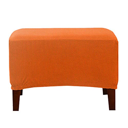 BXFUL Stretch Storage Ottomans Cover Rectangle, Removable Knitted Footstool Cover, Washable Foot Stool Cover Protector for Living Room (Orange)