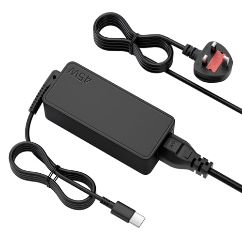45W USB-C Laptop Charger Compatible with HP, Lenovo, Dell, Asus, Acer, Samsung, Chromebook – Fast Charging Power Adapter, Type-C Cable, UK Plug, 5V-20V Output