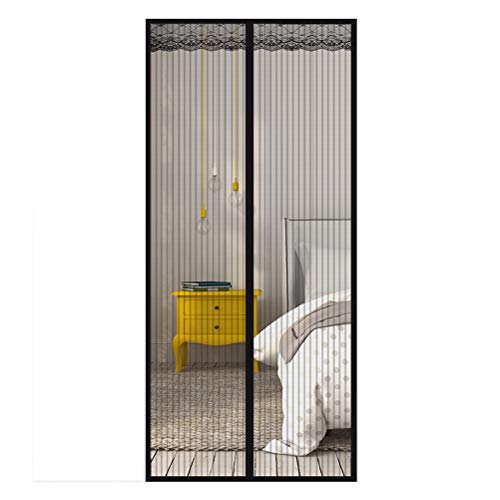 Preisvergleich Produktbild Magnet Fliegengitter Tür Insektenschutz Schwarz , mit leistungsstarken Magneten und Full-Frame-Klebeband, Kinderleichte Klebemontage Ohne Bohren, Automatisches Schließen,Black,85x200cm(33x79inch)