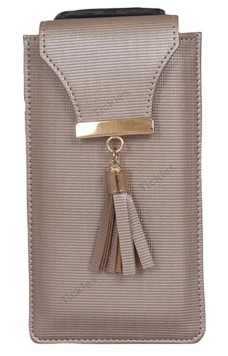 Image of Tickles Fancy Artificial Leather Mobile Pouch with Waist Clip for Women Girls Saree (Color: Sand) (Suitable for Mobile Sizes: 6 Inches and Below)