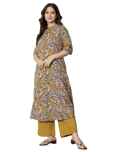 rytras Women's Cotton Printed A-Line Kurta with Palazzo Pant Set - Image 4