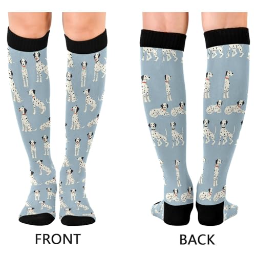 Image of Wusikd Blue Yellow Monster Trucks Compression Socks for Women and Men Circulation Long Socks for Athletic Running 1