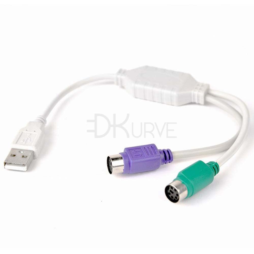 DKURVE USB Male to 2 x PS/2 PS2 Female Splitter