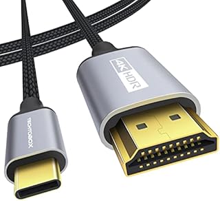 TECHTOBOX USB-C to HDMI Cable 4K@60Hz [Braided, High Speed] 2M Type C to HDMI Cord Thunderbolt 3/4 Compatible with MacBook Pro/Air,iMac,New iPad,XPS,Galaxy S21/S20,Surface and More