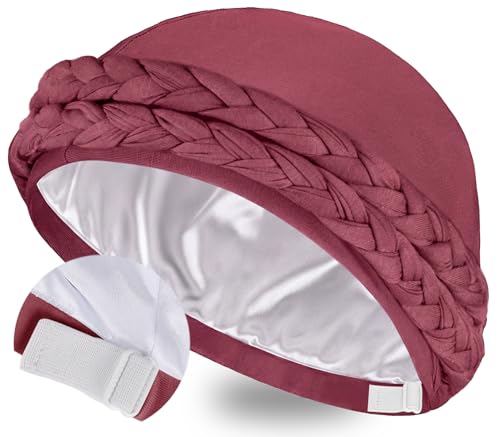 Image of Ababalaya Adjustable Satin Lined Turban for Women Mens Halo Turban Silky Lined Head Wraps for Waves Braids Locs Sleep Cap