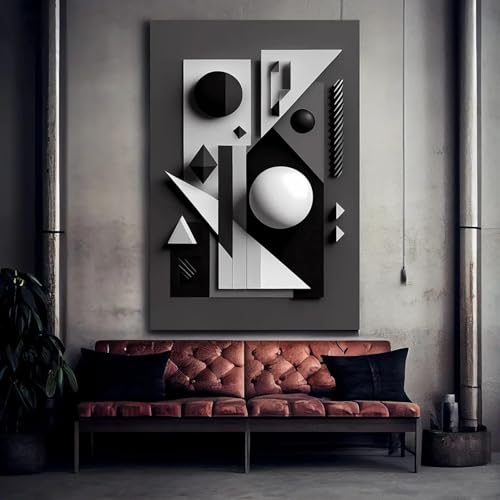 Affiche HD imprimée relief 3D art abstrait avec cadre - 3
