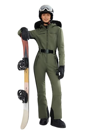 Yousify Womens Ski Suit One Piece Snowsuit Onesie Waterproof Windproof Ski Jacket Snowboard Sports Slim Jumpsuits Outerwear