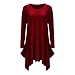 WearLove Women Asymmetrical Loose Long Sleeve Pockets Tunic Shirt Dress Wine Red 2XL