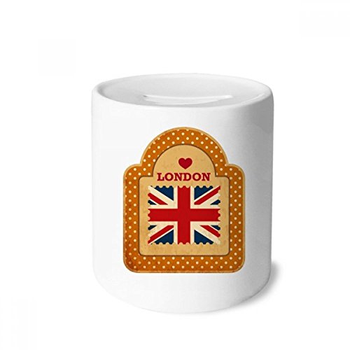Tirelire en céramique Union Jack et timbre de Londres de 9 cm pour enfants et adultes
