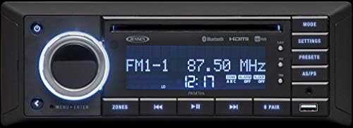 Jensen JWM70A Slimline DVD|USB|AUX|HDMI|App Ready Bluetooth Wallmount Stereo, 3-Speaker Zone / 8 Speakers Output, Plays: CD, CD-R, CD-RW, DVD, DVD+RW, DVD-RW, DVD-Video, MPEG-4, VCD, JPEG, MP3, WMA