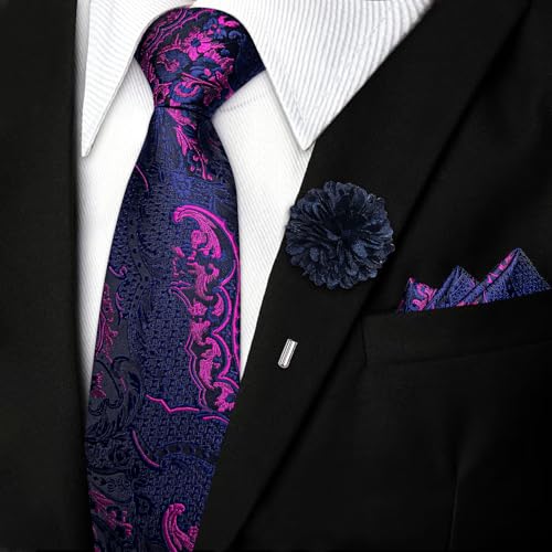 Image of DiBanGu Silk Zipper Ties for Men, Formal Pre-tied Necktie