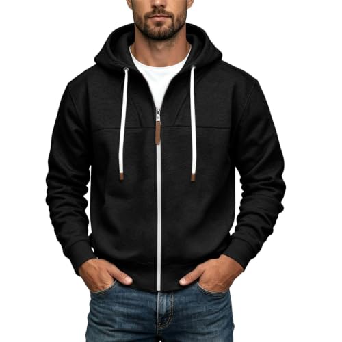 Mens Full Zip Hoodies Fashion Fleece Drawstring Hooded Sweatshirts Jackets - image 6