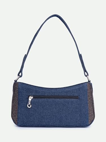 Image of ZOUK Lyra Small Shoulder Bag for Women - Denim & Printed Shoulder Bag with Water-Resistant Lining | Handcrafted Sling Bag with Multiple Pockets & Zip Closure for Daily & Weekend Use |