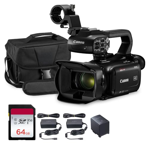 Canon XA60 Professional 4K UHD Camcorder with 20x Optical Zoom, UVC Livestreaming, Dual SD Slots, Optical Stabilization, 3.5' LCD & OLED EVF Bundle with Shoulder Bag + More