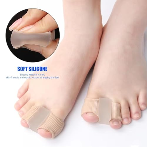 Image of LUVINA Gel Toe Separators for Bunions - Breathable Fabric Toe Spacers with Gel Lining for Bunion Pain Relief & Hammer Toe Correction - 2-Loop Design for Men & Women (1, S + L)