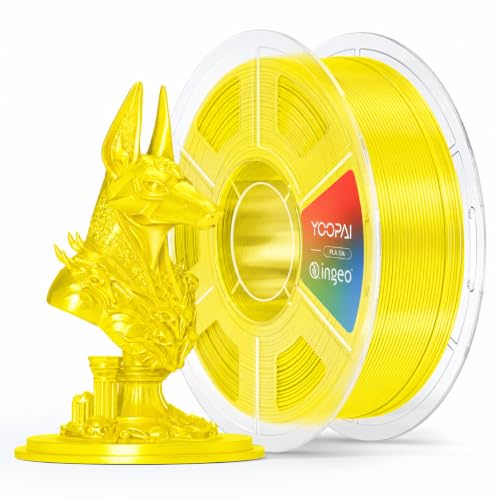 Image of PLA Silk Filament 1.75mm, Yellow, 1kg (2.2lbs) 3D Printer PLA Filament, ±0.02mm Dimensional Accuracy
