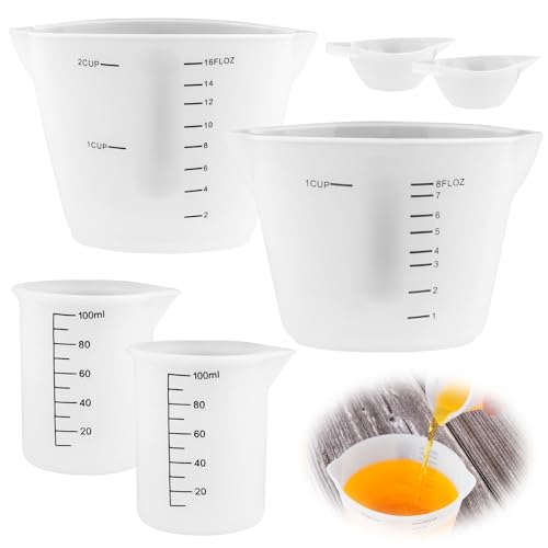 6 Stück Messbecher aus Silikon,250/500ml/100ml/10ml Messbecher Epoxidharz Mischbecher,für DIY Basteln Epoxidharz Gießformen Schmuckherstellung Küche Labor