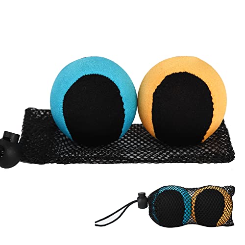 TSLBW 2 Pcs Water Bouncing Ball Beach and Swimming Pool Soft Ball Toy Water Spring Stress Relief with Storage Mesh Bag for Adult Kid Swimming Pool Beach Sea and Outdoor Activitie (Blue/Orange)