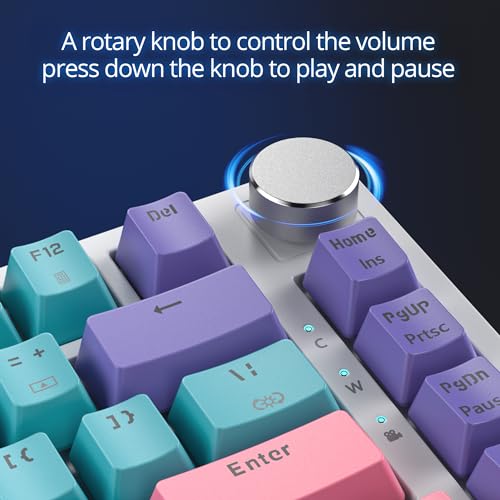 Image of Fogruaden Wired Mechanical Keyboard 75% Percent Hot Swappable, Red Switch, TKL Mechanical Keyboard, Gasket Mount, RGB Backlit Compact Gaming Keyboard with Volume Knob(Joker)
