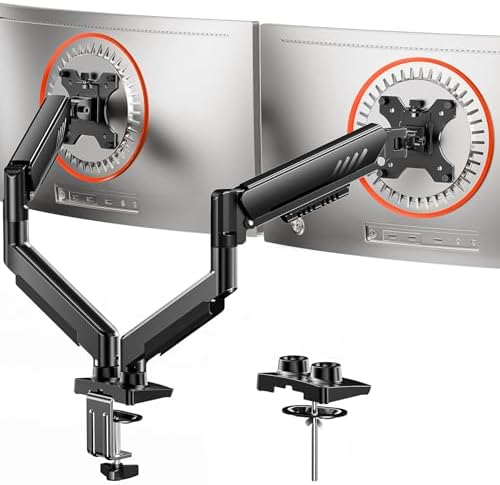 ErGear Dual Monitor Arm, Fully Adjustable Gaming Monitor Mount for 13–32″ Screens, Fast Install Computer Monitor Stand with Tool-Free VESA Mount, Max Load 19.8 lbs, Max VESA