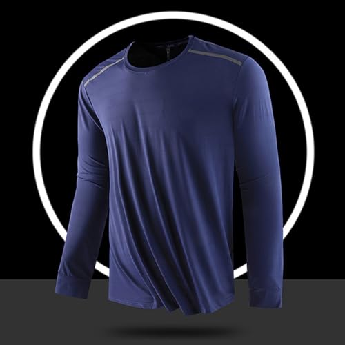 Men's Solid Color Round Neck Rash Guard Swim Fishing Sun Shirts, Long Sleeve SPF UV Sun Protection Shirts for Men2