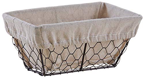 AUBRY GASPARD - Corbeille Rectangulaire en Grillage Vieilli - Doublure Jute Alimentaire - Longueur 20 cm x Profondeur 12 cm x Hauteur 9 cm - Légère et...