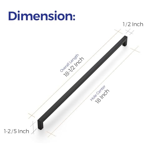 Image of Ravinte 3 Pack Black Matte Cabinet Pulls and Handles - 18 Inch Square, Drawer Pulls, Kitchen Cabinet Hardware