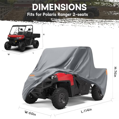 Image of Waterproof UTV Cover Compatible with Polaris Ranger 500 570 800 ETX 2 Seats | 6 Layers Outdoor Cover with Cotton Liner, Air Vents, Door Zipper and Windproof Buckles for Rain Snow Dust Protection