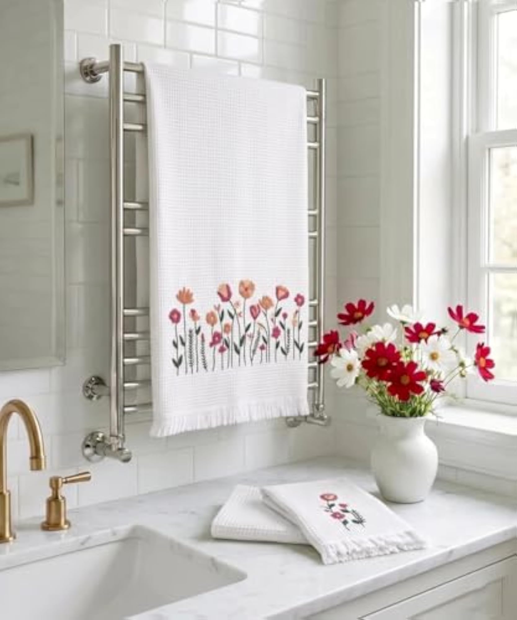 Embroidered Bath and Hand Towel Set, 3pc Gift