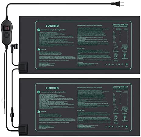 LUXBIRD 2 Pack Seedling Heat Mats with Digital Thermostat Controller, 10" x 20.75" 30W for Seed Starting, Germination, Hydroponics, Brewing, Breeding, Greenhouses (LB-HT02)