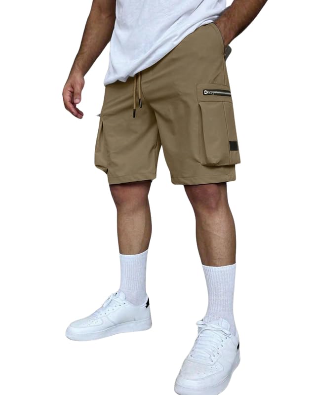 smowkly Authentic Men's Cotton Classic Cargo Shorts || Elastic Waist & 4 Pockets || Regular Fit Above Knee Length Chino Half Pant for Summer-picture-45