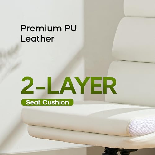 Image of Drafting Chair Tall Office Chair with Padded Flip-up Armrests Executive Ergonomic Computer Standing Desk Chair with Comfortable Leather Backrest and Adjustable Footrest Ring (White)