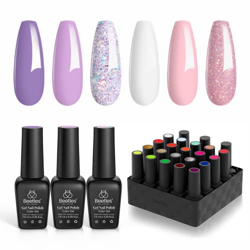 Beetles 6 Colors Gel Nail Polish Kit Romantic Garden Pink Purple Glitter Gel Polish Milky White Soak &Nail Art Gift Box 20 Pcs Gel Nail Polish Kit Neon Nail Polish Hot Pink Magenta Lemon Green #TOP30