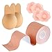 Sixome Boob Tape Klebe BH Push up Trägerloser BH Rückenfrei unsichtbarer Rückenfreier BH Brust Tape Brüste Hebe-Abdeckung BH Brust Hase Silikon Blütenblatt BH trägerlos für Körbchengrößen A-K Beige