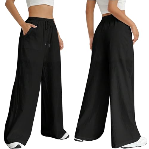 Nuofengkudu Black Wide Leg Trousers for Women 2XL - Image 2