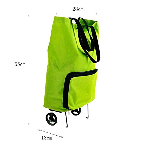 Einkaufstrolley Oxford-Stoff-Einkaufswagen Tragbarer zusammenklappbarer Trolley Bag Trolley Wheel Rolling Green Pulley… – Bild 3