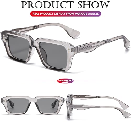 Image of AIEYEZO Rectangle Sunglasses for Men Women Fashion Square Frame Sun Glasses 90's Retro Designer Shades
