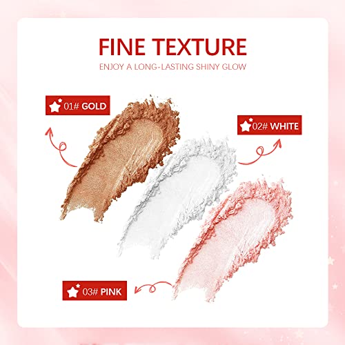 Ibcccndc Body Glitter Shimmer Highlighter Powder With Sponge Head, High Gloss Fairy Glitter Sparkle Powder Makeup For Hair Face Body Cosmetics , Magic Colour Shiner Polvo De Hadas (3 Colors) #TOP6