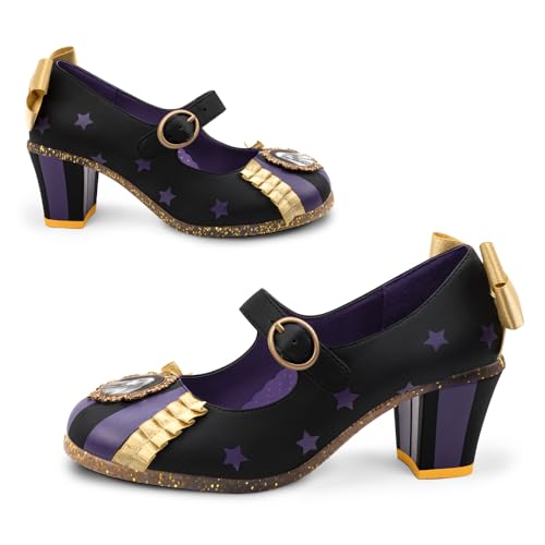 Image of Hot Chocolate Design Artistic Women's Mid Heel Strap Pumps | Block Heel Design, Vegan Faux-Leather Upper, Padded Footbed, Buckle Closure, Occasion Pumps for Women
