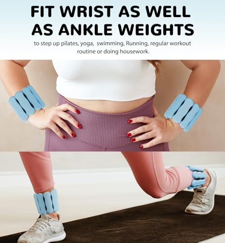 Image of Ankle & Wrist Weights for Women Men, Set of 2, 1 lb /2 lb Each | Adjustable Arm & Leg Weights, Soft Silicone Weighted Bracelet For Pilates Yoga Dance Walking Running Swimming Weight Loss