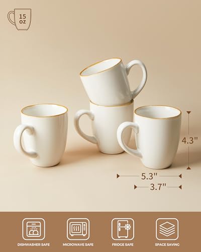 Image of Pokini Coffee Mug 15oz, Coffee Mugs Set of 4, Cups for Latte Tea Cappuccino