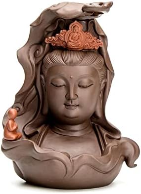 Guan Yin - Estatua de cerámica con cabeza de Guanyin, estatua decorativa budista chino hecha a mano, escultura para el hogar, sala de estar,