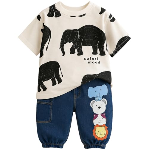 Image of Googo Gaaga Printed T-shirt with Printed Jogger Pant for Boys - Cotton Clothing Set for Baby Boy | Soft Fabric Half Sleeves Tshirt | Regular Fit Kids Outfit | Full Pant